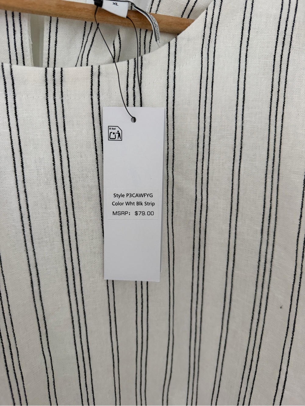 DKNY White Top with Navy Pinstripes - Picture 7 of 8